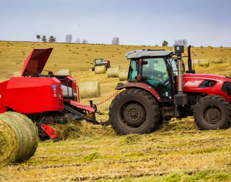 A 9YG-1.0 round baler is seen baling straw in the field.