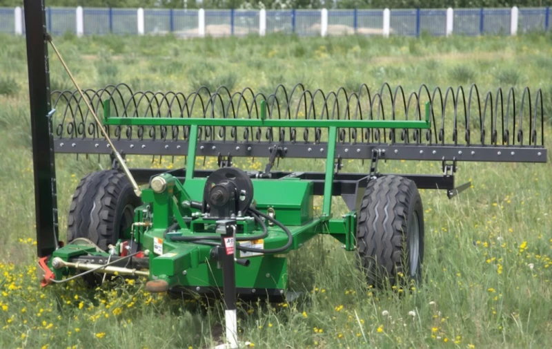 9GL-2.5/2.9 Tractor Lawnmower detail view showing PTO-driven rotary blade deck free-swinging blade protection system adjustable cutting height skid and three-point hitch connection assembly